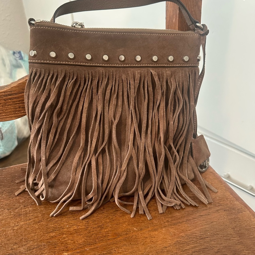 Michael Kors Brown Fringe Suede Shoulder Bag